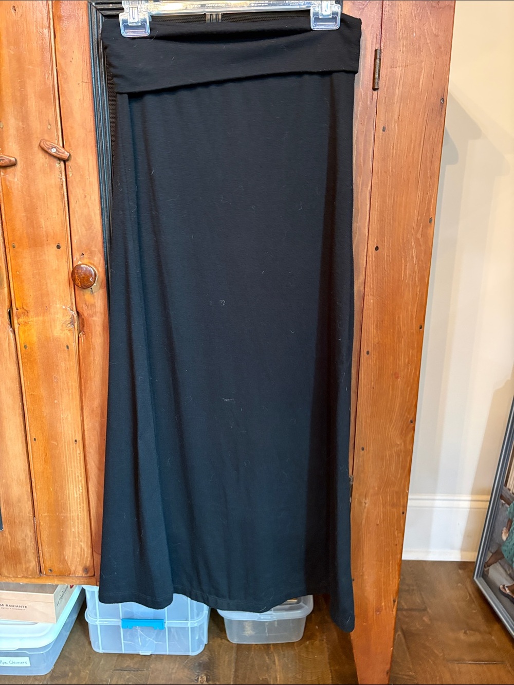 Xhilaration Black Fold-Over Waist Maxi Skirt